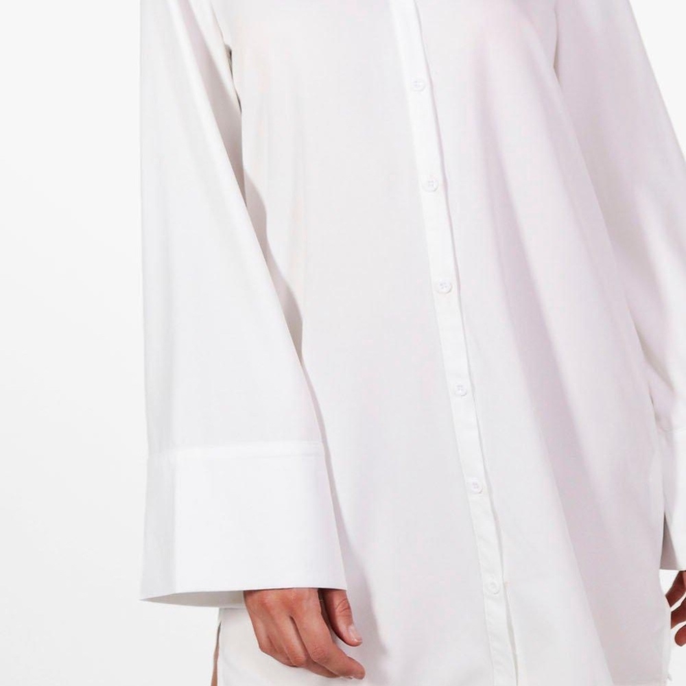 Wide Sleeve Cotton Shirt Dress